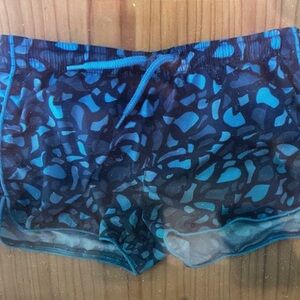 Blue Patterned Kids Swim Trunks
